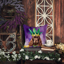 Load image into Gallery viewer, Cocker Spaniel King of Mardi Gras Throw Pillow - 14x14 Decorative Pillow – Art for Your Home &amp; Patio