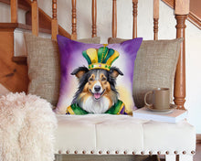 Load image into Gallery viewer, Collie King of Mardi Gras Throw Pillow - 14x14 Decorative Pillow – Art for Your Home &amp; Patio
