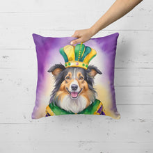 Load image into Gallery viewer, Collie King of Mardi Gras Throw Pillow