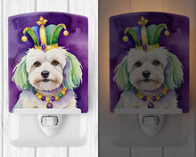 Load image into Gallery viewer, Coton de Tulear King of Mardi Gras Ceramic Night Light