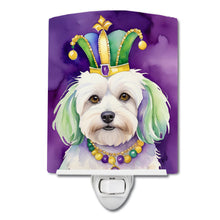 Load image into Gallery viewer, Coton de Tulear King of Mardi Gras Ceramic Night Light