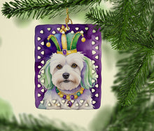 Load image into Gallery viewer, Coton de Tulear King of Mardi Gras Porcelain Ornament