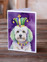 Load image into Gallery viewer, Coton de Tulear King of Mardi Gras Greeting Cards - Blank Note Cards – 8-Pack of Artist-Designed Cards with Envelopes