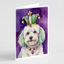 Load image into Gallery viewer, Coton de Tulear King of Mardi Gras Greeting Cards - Blank Note Cards – 8-Pack of Artist-Designed Cards with Envelopes