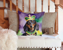Load image into Gallery viewer, Dachshund King of Mardi Gras Throw Pillow - 14x14 Decorative Pillow – Art for Your Home &amp; Patio