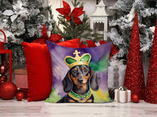 Load image into Gallery viewer, Dachshund King of Mardi Gras Throw Pillow