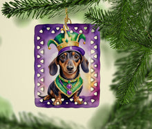 Load image into Gallery viewer, Dachshund King of Mardi Gras Porcelain Ornament