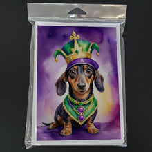 Load image into Gallery viewer, Dachshund King of Mardi Gras Greeting Cards - Blank Note Cards – 8-Pack of Artist-Designed Cards with Envelopes
