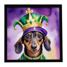 Load image into Gallery viewer, Dachshund King of Mardi Gras Framed Metal Print