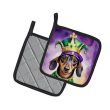 Load image into Gallery viewer, Dachshund King of Mardi Gras Pot Holders - Set of 2 Decorative Kitchen Helpers | Made in the USA
