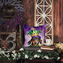 Load image into Gallery viewer, Dachshund King of Mardi Gras Throw Pillow - 14x14 Decorative Pillow – Art for Your Home &amp; Patio