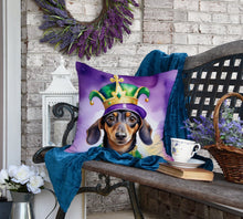 Load image into Gallery viewer, Dachshund King of Mardi Gras Throw Pillow