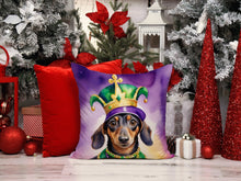 Load image into Gallery viewer, Dachshund King of Mardi Gras Throw Pillow