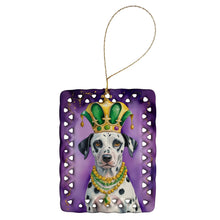 Load image into Gallery viewer, Dalmatian King of Mardi Gras Porcelain Ornament