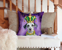 Load image into Gallery viewer, Dalmatian King of Mardi Gras Throw Pillow - 14x14 Decorative Pillow – Art for Your Home &amp; Patio