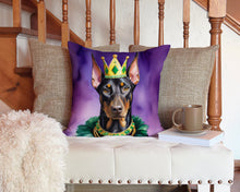 Load image into Gallery viewer, Doberman Pinscher King of Mardi Gras Throw Pillow - 14x14 Decorative Pillow – Art for Your Home &amp; Patio