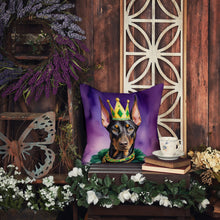 Load image into Gallery viewer, Doberman Pinscher King of Mardi Gras Throw Pillow - 14x14 Decorative Pillow – Art for Your Home &amp; Patio