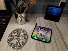 Load image into Gallery viewer, English Bull Terrier King of Mardi Gras Pot Holders - Set of 2 Decorative Kitchen Helpers | Made in the USA