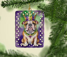 Load image into Gallery viewer, English Bulldog King of Mardi Gras Porcelain Ornament