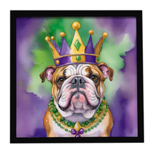 Load image into Gallery viewer, English Bulldog King of Mardi Gras Framed Metal Print