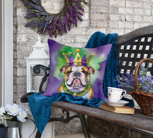 Load image into Gallery viewer, English Bulldog King of Mardi Gras Throw Pillow