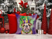 Load image into Gallery viewer, English Bulldog King of Mardi Gras Throw Pillow