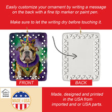 Load image into Gallery viewer, English Bulldog King of Mardi Gras Porcelain Ornament