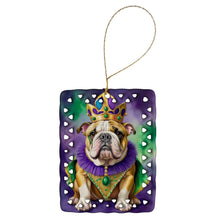 Load image into Gallery viewer, English Bulldog King of Mardi Gras Porcelain Ornament