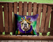Load image into Gallery viewer, English Bulldog King of Mardi Gras Throw Pillow - 14x14 Decorative Pillow – Art for Your Home &amp; Patio