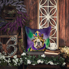 Load image into Gallery viewer, English Bulldog King of Mardi Gras Throw Pillow - 14x14 Decorative Pillow – Art for Your Home &amp; Patio