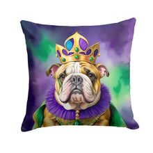 Load image into Gallery viewer, English Bulldog King of Mardi Gras Throw Pillow - 14x14 Decorative Pillow – Art for Your Home &amp; Patio