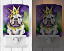 Load image into Gallery viewer, English Bulldog King of Mardi Gras Ceramic Night Light