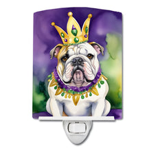 Load image into Gallery viewer, English Bulldog King of Mardi Gras Ceramic Night Light