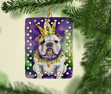 Load image into Gallery viewer, English Bulldog King of Mardi Gras Porcelain Ornament