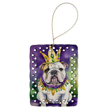 Load image into Gallery viewer, English Bulldog King of Mardi Gras Porcelain Ornament