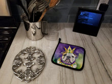 Load image into Gallery viewer, English Bulldog King of Mardi Gras Pot Holders - Set of 2 Decorative Kitchen Helpers | Made in the USA