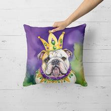 Load image into Gallery viewer, English Bulldog King of Mardi Gras Throw Pillow