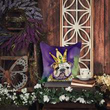 Load image into Gallery viewer, English Bulldog King of Mardi Gras Throw Pillow