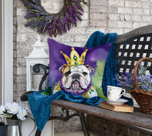 Load image into Gallery viewer, English Bulldog King of Mardi Gras Throw Pillow