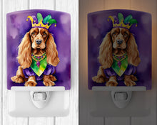 Load image into Gallery viewer, English Cocker Spaniel King of Mardi Gras Ceramic Night Light