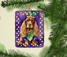 Load image into Gallery viewer, English Cocker Spaniel King of Mardi Gras Porcelain Ornament