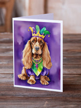 Load image into Gallery viewer, English Cocker Spaniel King of Mardi Gras Greeting Cards - Blank Note Cards – 8-Pack of Artist-Designed Cards with Envelopes
