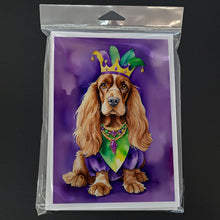 Load image into Gallery viewer, English Cocker Spaniel King of Mardi Gras Greeting Cards - Blank Note Cards – 8-Pack of Artist-Designed Cards with Envelopes
