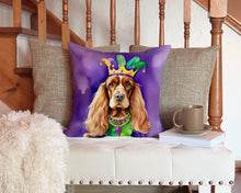 Load image into Gallery viewer, English Cocker Spaniel King of Mardi Gras Throw Pillow - 14x14 Decorative Pillow – Art for Your Home &amp; Patio