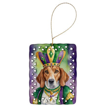 Load image into Gallery viewer, English Foxhound King of Mardi Gras Porcelain Ornament