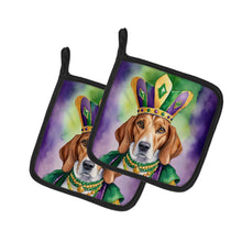 Load image into Gallery viewer, English Foxhound King of Mardi Gras Pot Holders - Set of 2 Decorative Kitchen Helpers | Made in the USA
