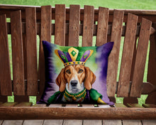 Load image into Gallery viewer, English Foxhound King of Mardi Gras Throw Pillow - 14x14 Decorative Pillow – Art for Your Home &amp; Patio