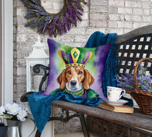 Load image into Gallery viewer, English Foxhound King of Mardi Gras Throw Pillow
