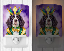 Load image into Gallery viewer, English Springer Spaniel King of Mardi Gras Ceramic Night Light