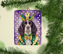 Load image into Gallery viewer, English Springer Spaniel King of Mardi Gras Porcelain Ornament